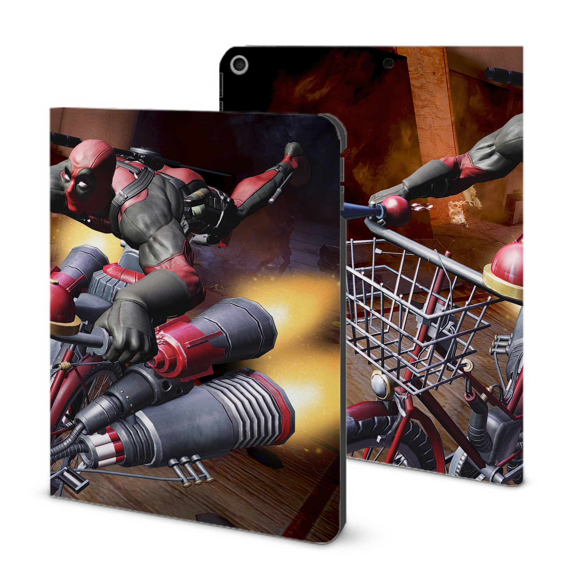 （画像用） Deadpool デッドプール IPad ケース ブック型 PUレザー TPU 耐衝撃 軽量 薄型 ペン収納なし 全面保護 IPad 各モデル対応